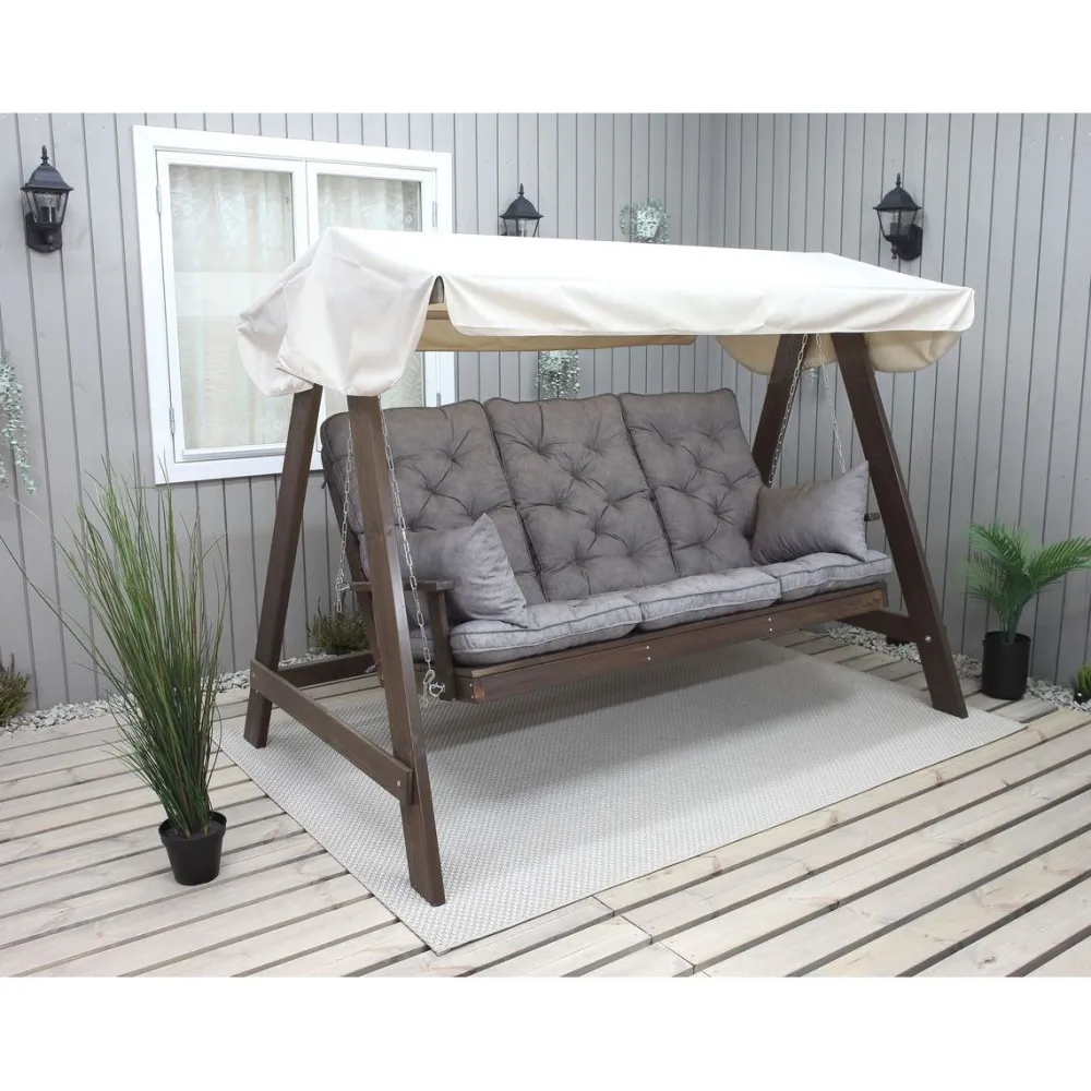 Baltic Garden Puutarhakeinu katoksella Pelle 165cm ruskea/beige