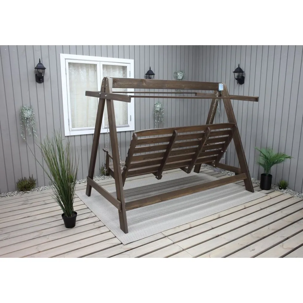 Baltic Garden Puutarhakeinu katoksella Pelle 165cm ruskea/beige