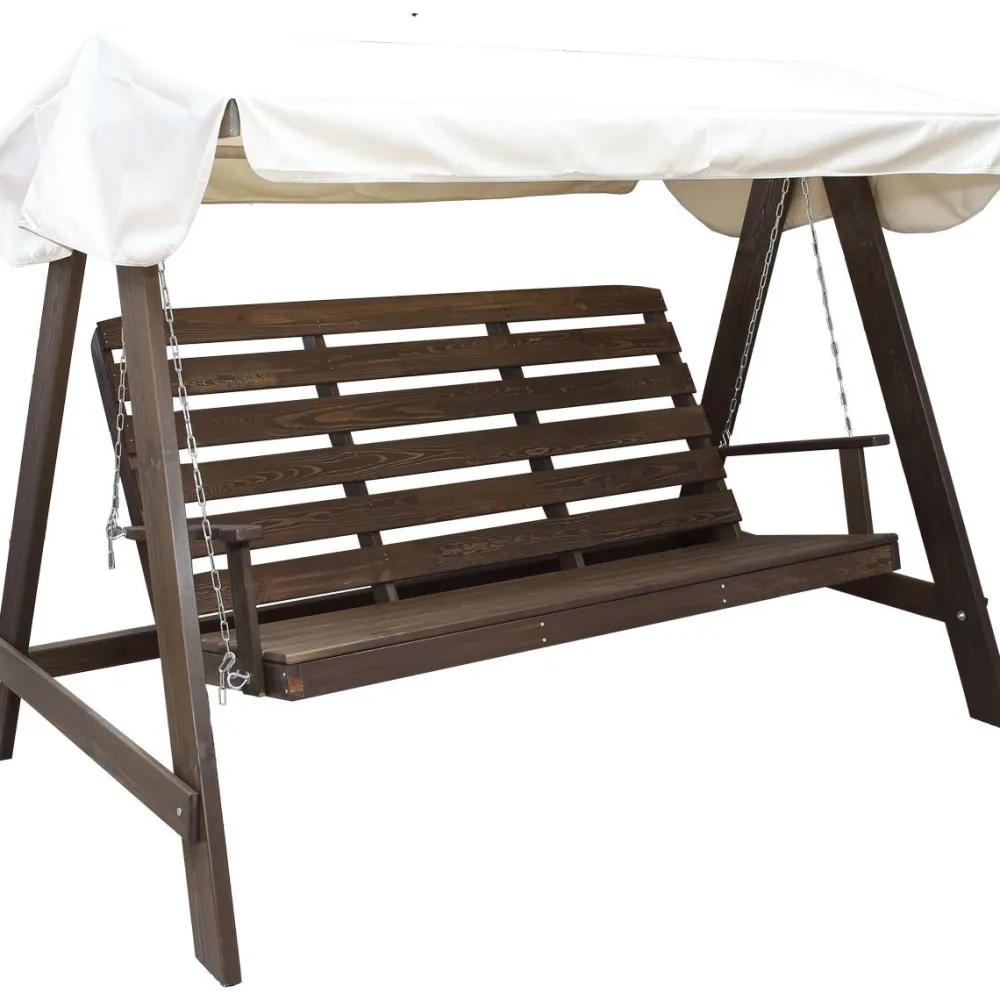 Baltic Garden Puutarhakeinu katoksella Pelle 165cm ruskea/beige