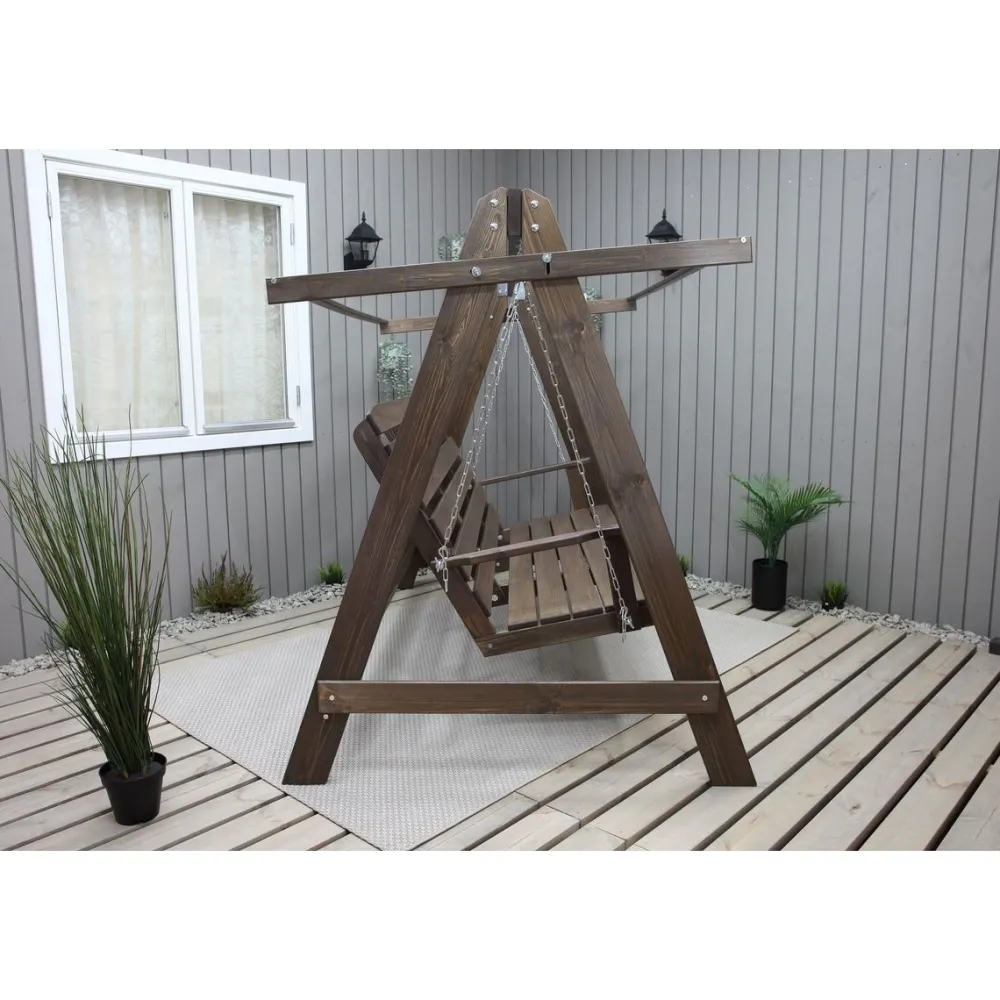 Baltic Garden Puutarhakeinu katoksella Pelle 165cm ruskea/beige