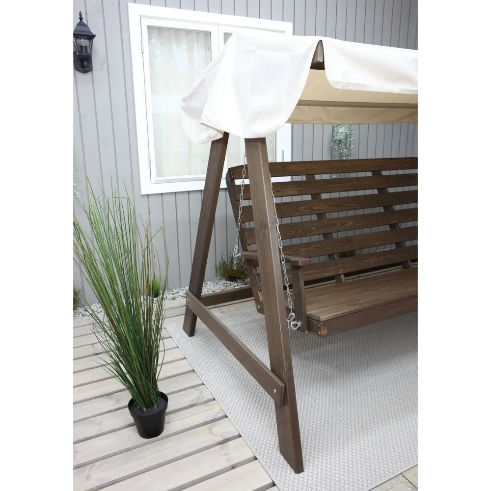 Baltic Garden Puutarhakeinu katoksella Pelle 165cm ruskea/beige