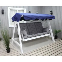 Discount Baltic Garden Puutarhakeinu katoksella Pelle 165cm valkoinen/sininen