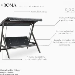 Online Linento Garden Puutarhakeinu Roma, 3-istuttava, laivastonsininen