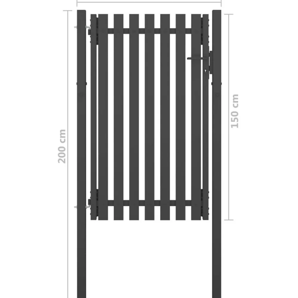 Best FinePRICE Puutarhan aitaportti teräs 1x2m antrasiitti