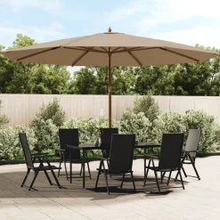 Outlet FinePRICE Puutarhan aurinkovarjo puutolppa antrasiitti 400x273 cm