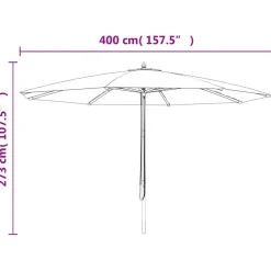 Outlet FinePRICE Puutarhan aurinkovarjo puutolppa antrasiitti 400x273 cm