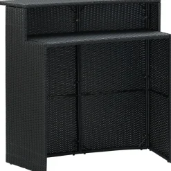 Discount FinePRICE Puutarhan baaripöytä, musta, 120x55x110 cm, polyrottinki