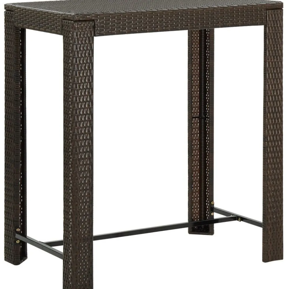 FinePRICE Puutarhan baaripöytä ruskea 100x60,5x110,5 cm polyrottinki