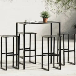 FinePRICE Puutarhan Bistrosarja 5-osainen musta jauhemaalattu teräs (83751)