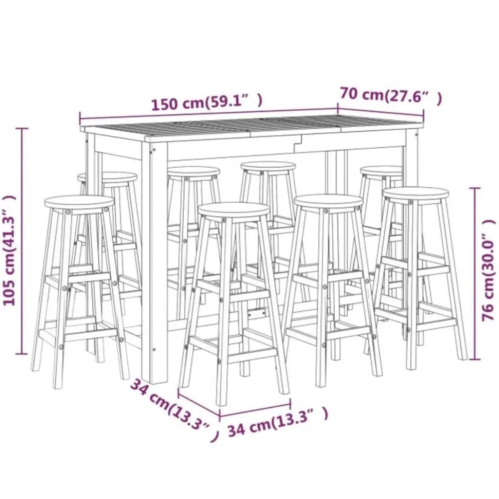 Discount FinePRICE Puutarhan bistrosarja 7-osainen täysi akasiapuu (16022)