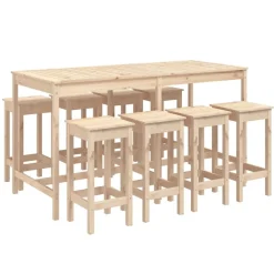 Sale FinePRICE Puutarhan bistrosarja 9-osainen valkoinen täysi mänty (54766)
