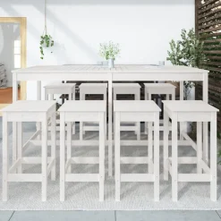 Sale FinePRICE Puutarhan bistrosarja 9-osainen valkoinen täysi mänty (54766)