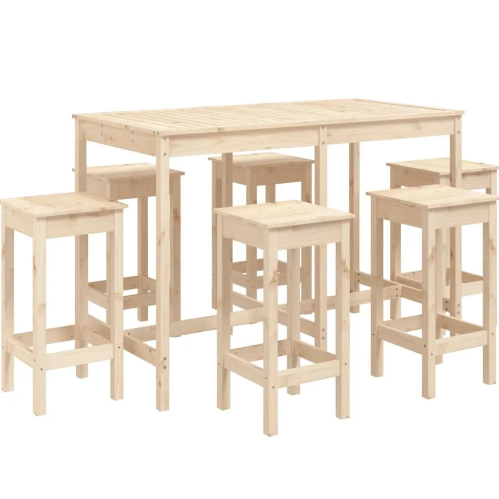 Online FinePRICE Puutarhan bistrosarja 7-osainen valkoinen täysi mänty (54756)