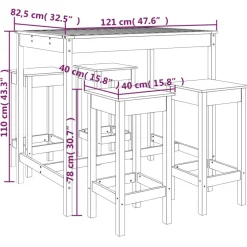 Discount FinePRICE Puutarhan Bistrosarja 5-osainen valkoinen täysi mänty (54746)