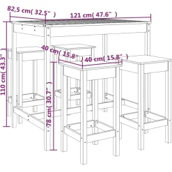 Discount FinePRICE Puutarhan Bistrosarja 5-osainen valkoinen täysi mänty (54746)