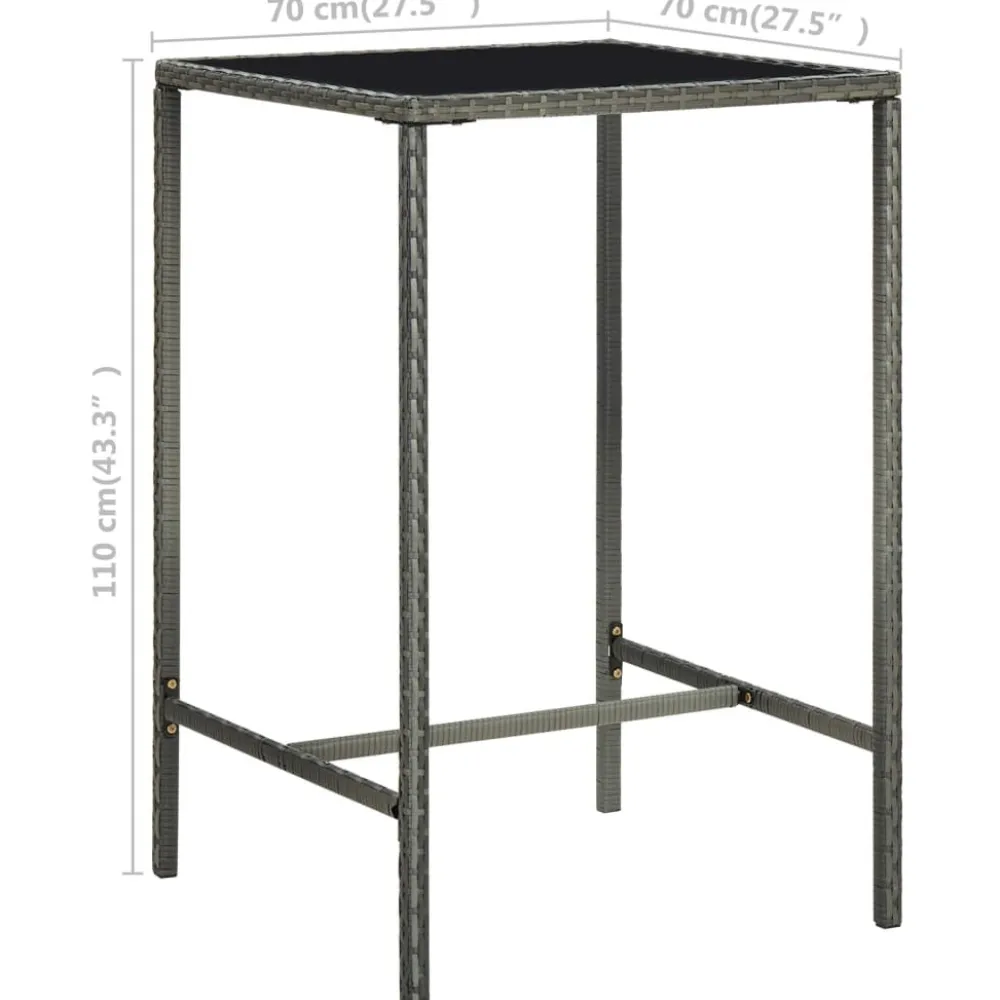 Clearance FinePRICE Puutarhan bistrosarja 3-osainen polyrottinki (64838) Harmaa