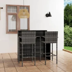 FinePRICE Puutarhan bistrosarja 3-osainen harmaa (64887)