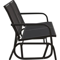 Clearance FinePRICE Puutarhan Keinupenkki musta 120,5x76x86,5 cm kangas ja teräs (62708)