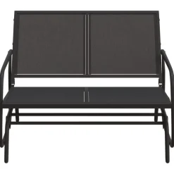 Clearance FinePRICE Puutarhan Keinupenkki musta 120,5x76x86,5 cm kangas ja teräs (62708)