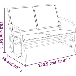 Clearance FinePRICE Puutarhan Keinupenkki musta 120,5x76x86,5 cm kangas ja teräs (62708)