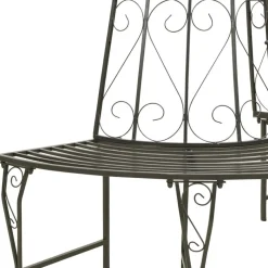 Outlet FinePRICE Puutarhan puolipyöreä puunympäryspenkki, 160 cm, teräs