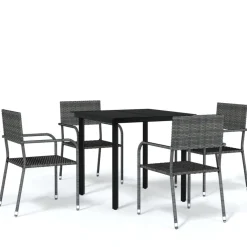 Discount FinePRICE Puutarhan ruokailuryhmä 80 cm, harmaa, 3 osaa