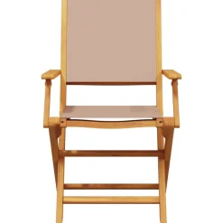 FinePRICE Puutarhan ruokailuryhmä 5-osainen taupe kangas ja täysi puu (81702)