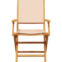 Online FinePRICE Puutarhan ruokailuryhmä 5-osainen beige kangas ja täysi puu (81703)