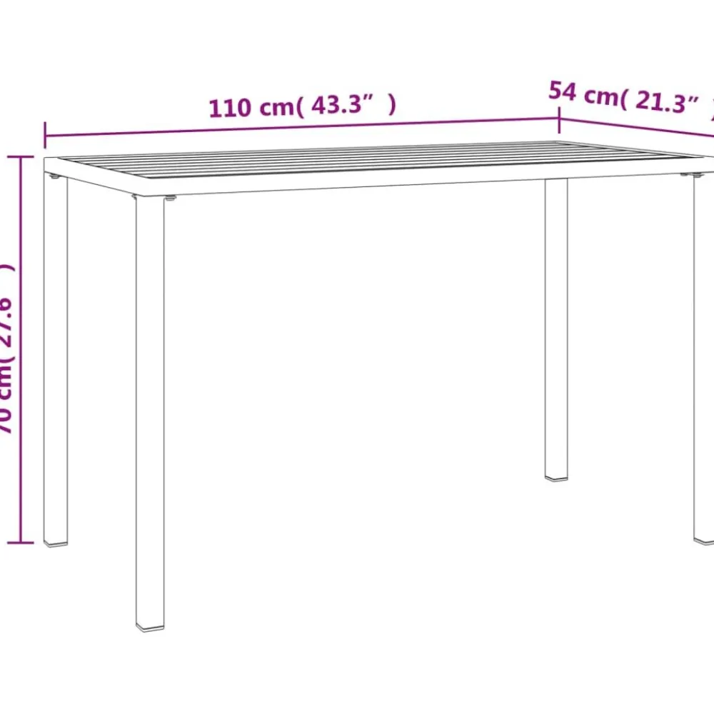 Sale FinePRICE Puutarhan ruokapöytä antrasiitti 110x54x70 cm teräs (64600)