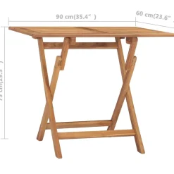 Best FinePRICE puutarhan ruokapöytä Kokoontaittuva 90x60x75 cm täysi tiikki (15445)