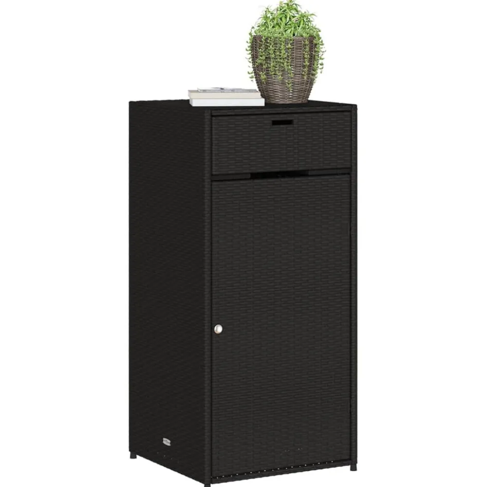 New FinePRICE Puutarhan säilytyskaappi musta 55x55x111 cm polyrottinki
