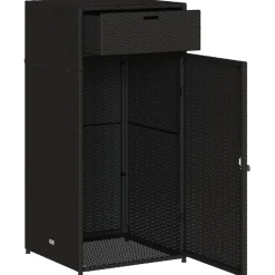 New FinePRICE Puutarhan säilytyskaappi musta 55x55x111 cm polyrottinki
