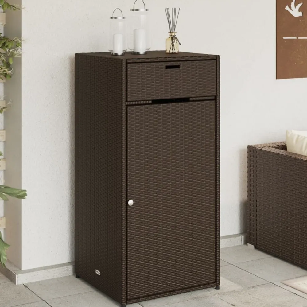 New FinePRICE Puutarhan säilytyskaappi ruskea 55x55x111 cm polyrottinki