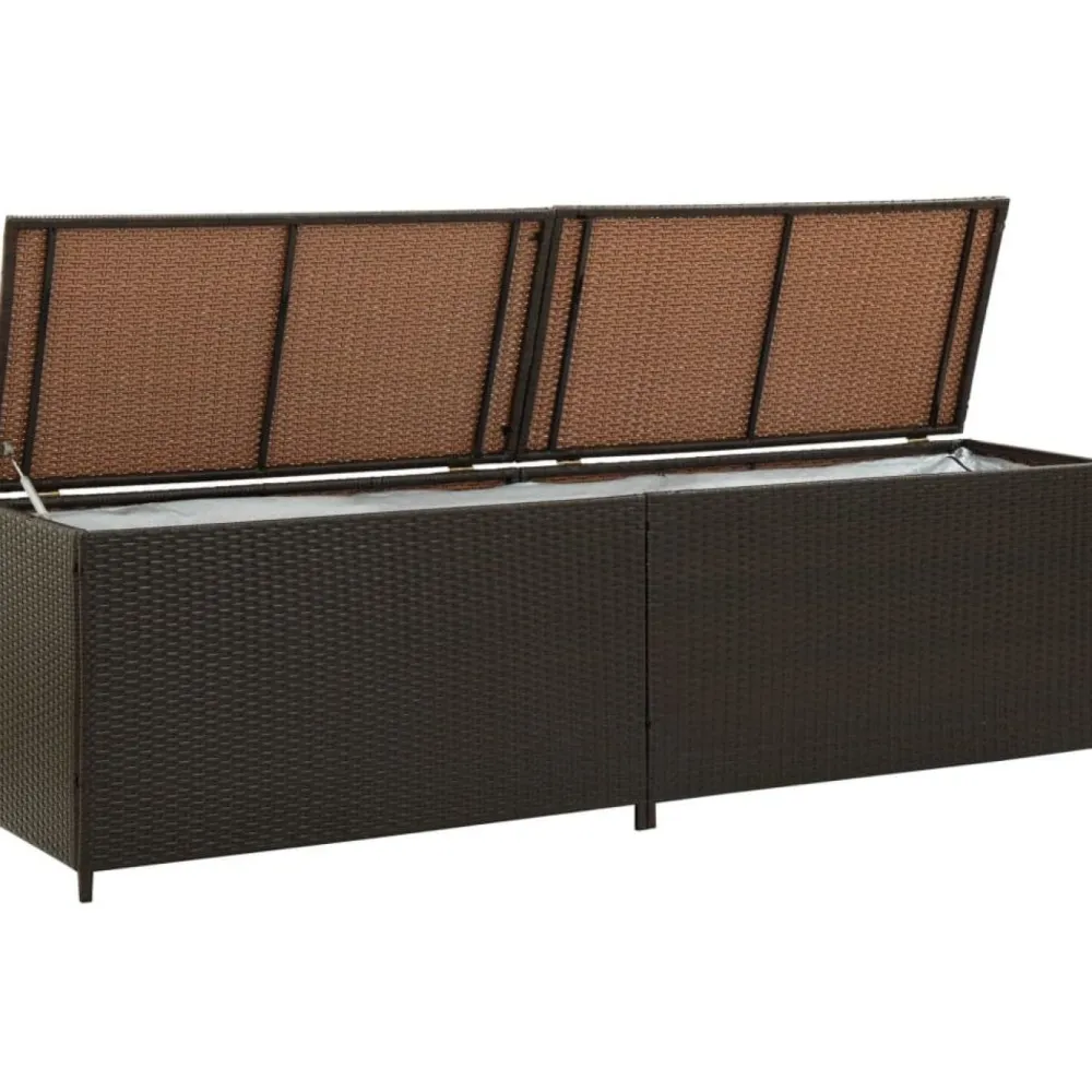 Clearance FinePRICE Puutarhan säilytyslaatikko polyrottinki 200x50x60 cm ruskea