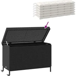 New FinePRICE Puutarhan säilytyslaatikko pyörillä musta 110x55x73 cm (03826)