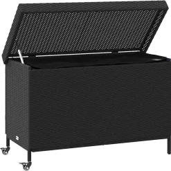 New FinePRICE Puutarhan säilytyslaatikko pyörillä musta 110x55x73 cm (03826)
