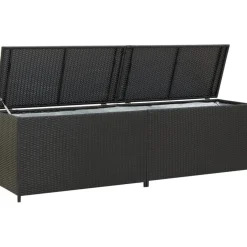 Outlet FinePRICE Puutarhan säilytyslaatikko polyrottinki 200x50x60 cm musta