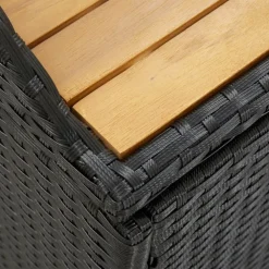 New FinePRICE Puutarhan säilytyspenkki 120 cm polyrottinki musta