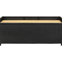 New FinePRICE Puutarhan säilytyspenkki 120 cm polyrottinki musta