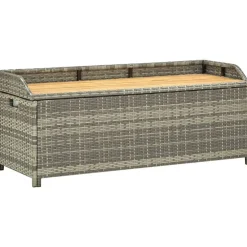 Discount FinePRICE Puutarhan säilytyspenkki 120 cm polyrottinki harmaa