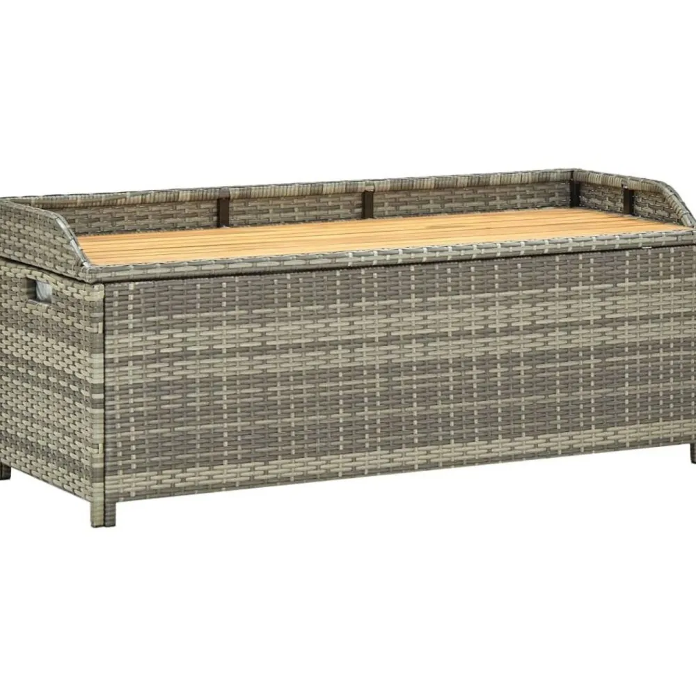 Discount FinePRICE Puutarhan säilytyspenkki 120 cm polyrottinki harmaa