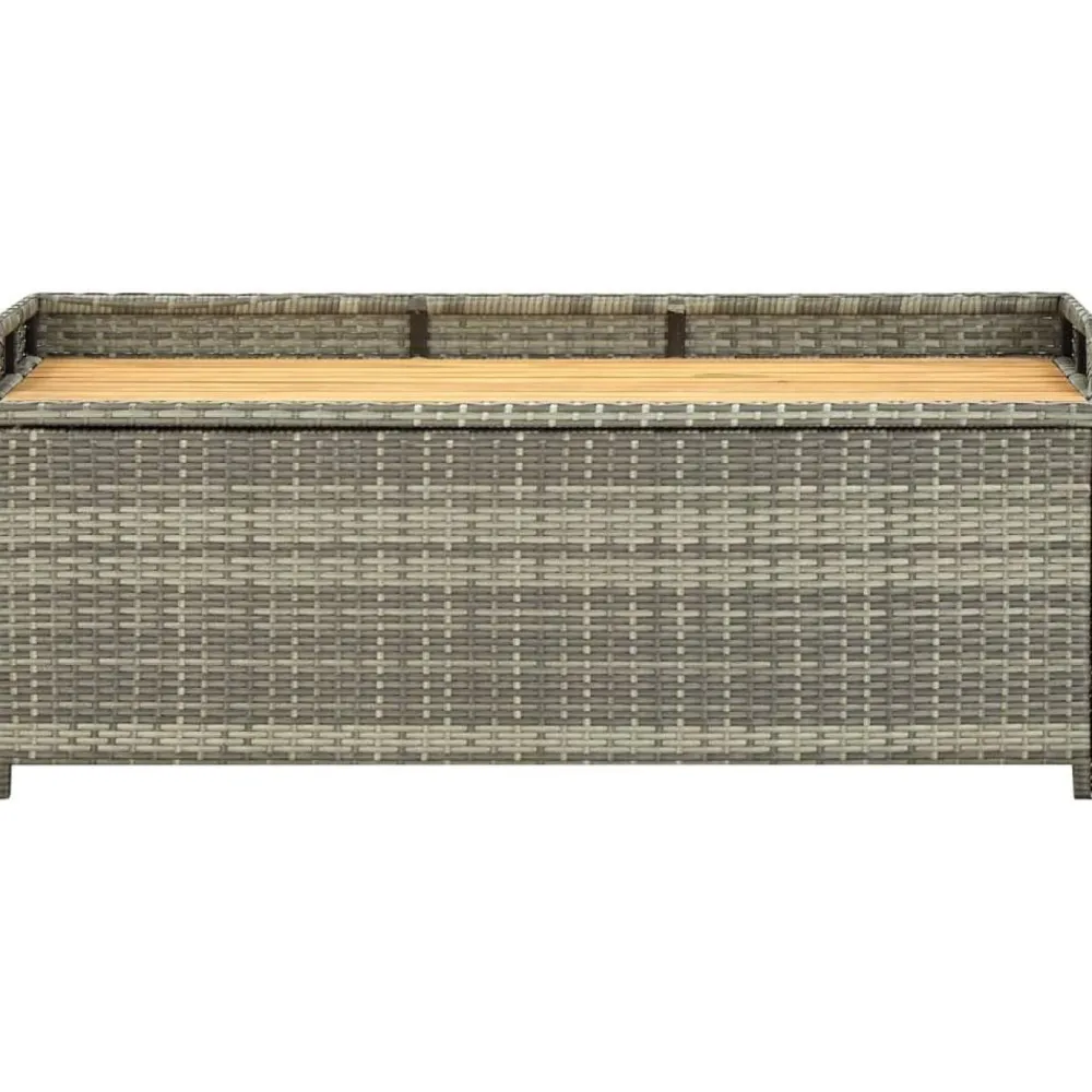 Discount FinePRICE Puutarhan säilytyspenkki 120 cm polyrottinki harmaa