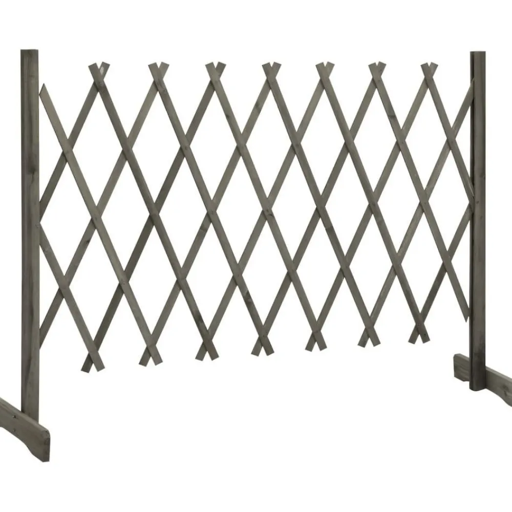 Sale FinePRICE Puutarhan säleikköaita harmaa 150x80 cm täysi kuusi
