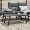 Online FinePRICE Puutarhan sohvapöytä musta 90x45x35 cm jauhemaalattu teräs (08106)