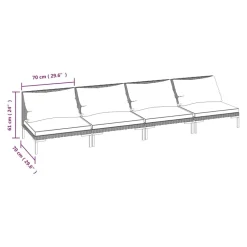 Clearance FinePRICE Puutarhan sohvasarja 4-osainen tyynyillä polyrottinki t.harmaa (99814)