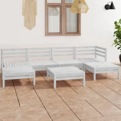 Discount FinePRICE Puutarhan sohvasarja 7-osainen valkoinen täysi mänty (83340)