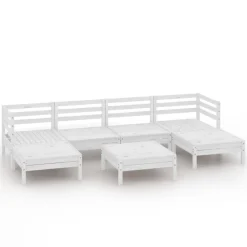 Discount FinePRICE Puutarhan sohvasarja 7-osainen valkoinen täysi mänty (83340)