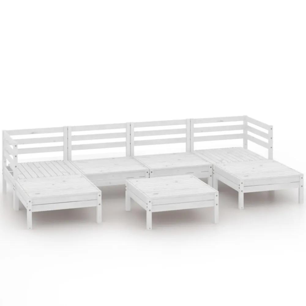 Discount FinePRICE Puutarhan sohvasarja 7-osainen valkoinen täysi mänty (83340)