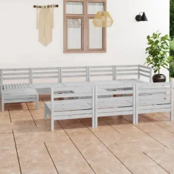 Clearance FinePRICE Puutarhan sohvasarja 11-osainen valkoinen täysi mänty (83370)