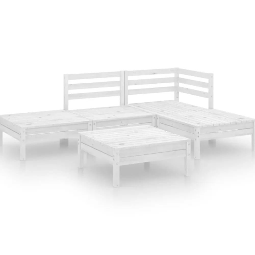 New FinePRICE Puutarhan sohvasarja 5-osainen valkoinen täysi mänty (82623)